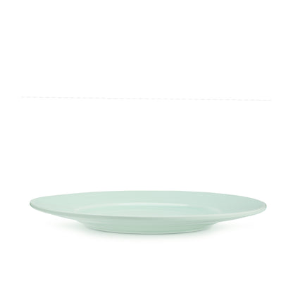 11 3/4" green celadon porcelain dinner dinner plate, horizontal view, media 4 of 4