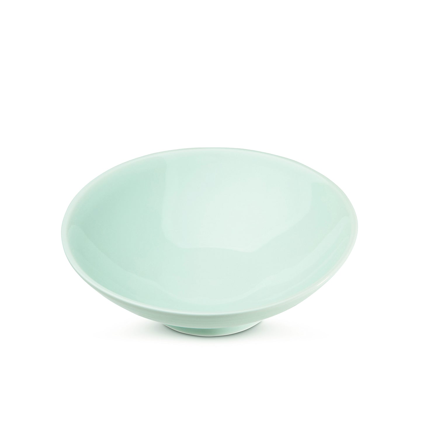 7" green celadon porcelain bowl, 45 degree angle view, media 3 of 5