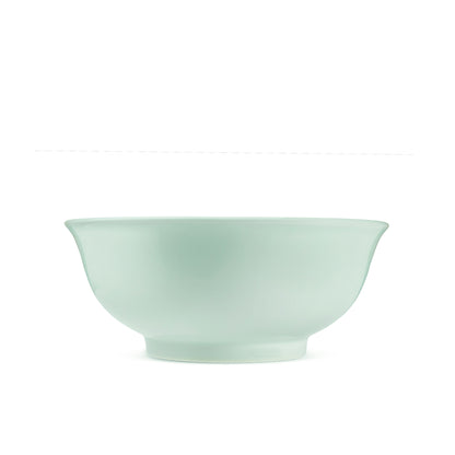 9" green celadon porcelain Zhengde bowl, Asian noodle bowl, serving bowl, horizontal view, media 4 of 5