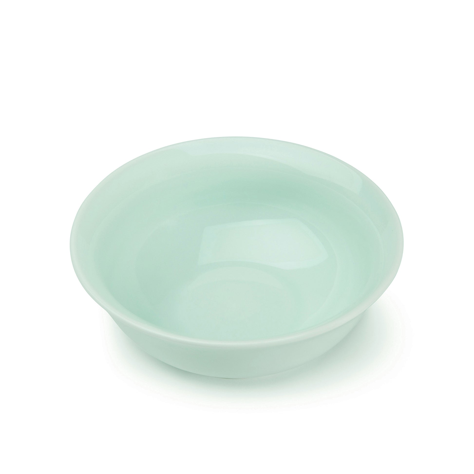 9" green celadon porcelain Zhengde bowl, Asian noodle bowl, serving bowl, 45 degree angle view, media 5 of 5