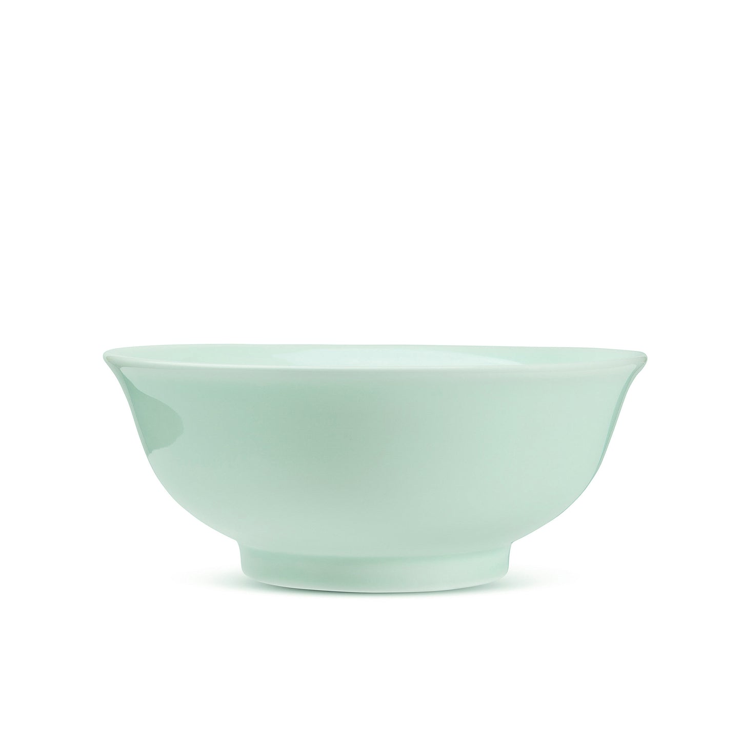 9" green celadon porcelain Zhengde bowl, Asian noodle bowl, serving bowl, front view, media 3 of 5