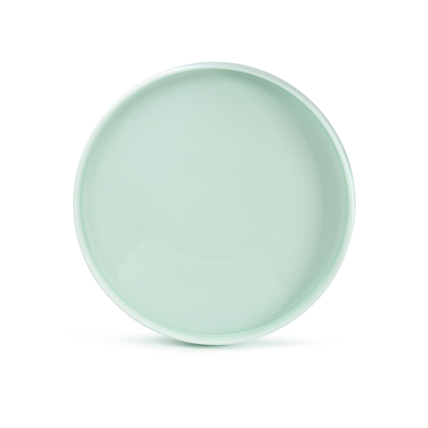 11" green celadon porcelain straight-side dinner plate, top view, media 2 of 5