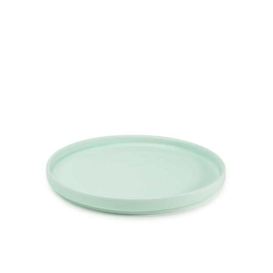 10" green celadon porcelain straight-sided dinner plate, 30 degree angle view, , media 1 of 4