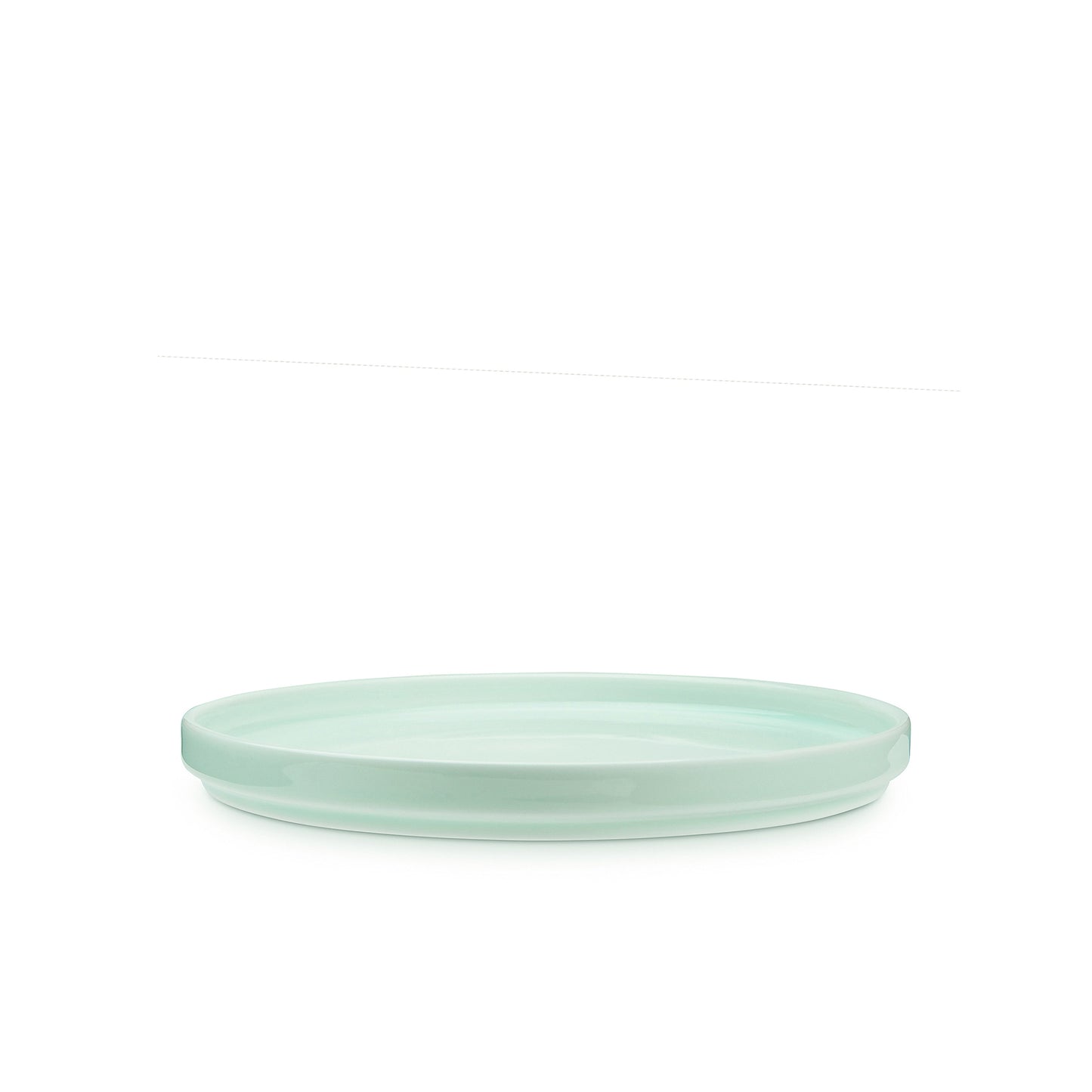 10" green celadon porcelain straight-sided dinner plate, angle view, , media 3 of 4
