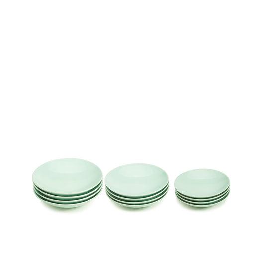 12 pieces green celadon porcelain coupe bowl set, media 1 of 2
