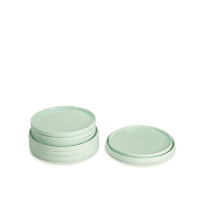 8 piece green celadon porcelain straight-sided dinner plates set, media 2 of 5