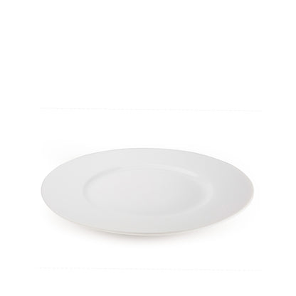11 3/4" white porcelain dinner plate, 30 degree angle view, media 1 of 4