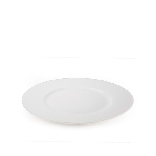 11 3/4" white porcelain dinner plate, 30 degree angle view, media 1 of 4