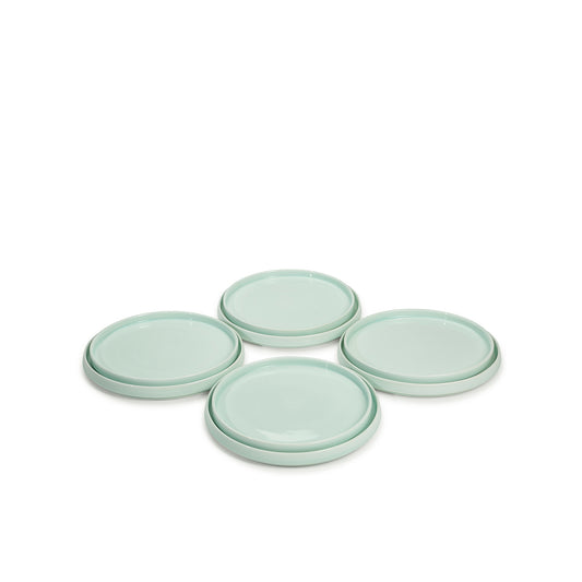 8 piece green celadon porcelain straight-sided dinner plates set, media 1 of 5
